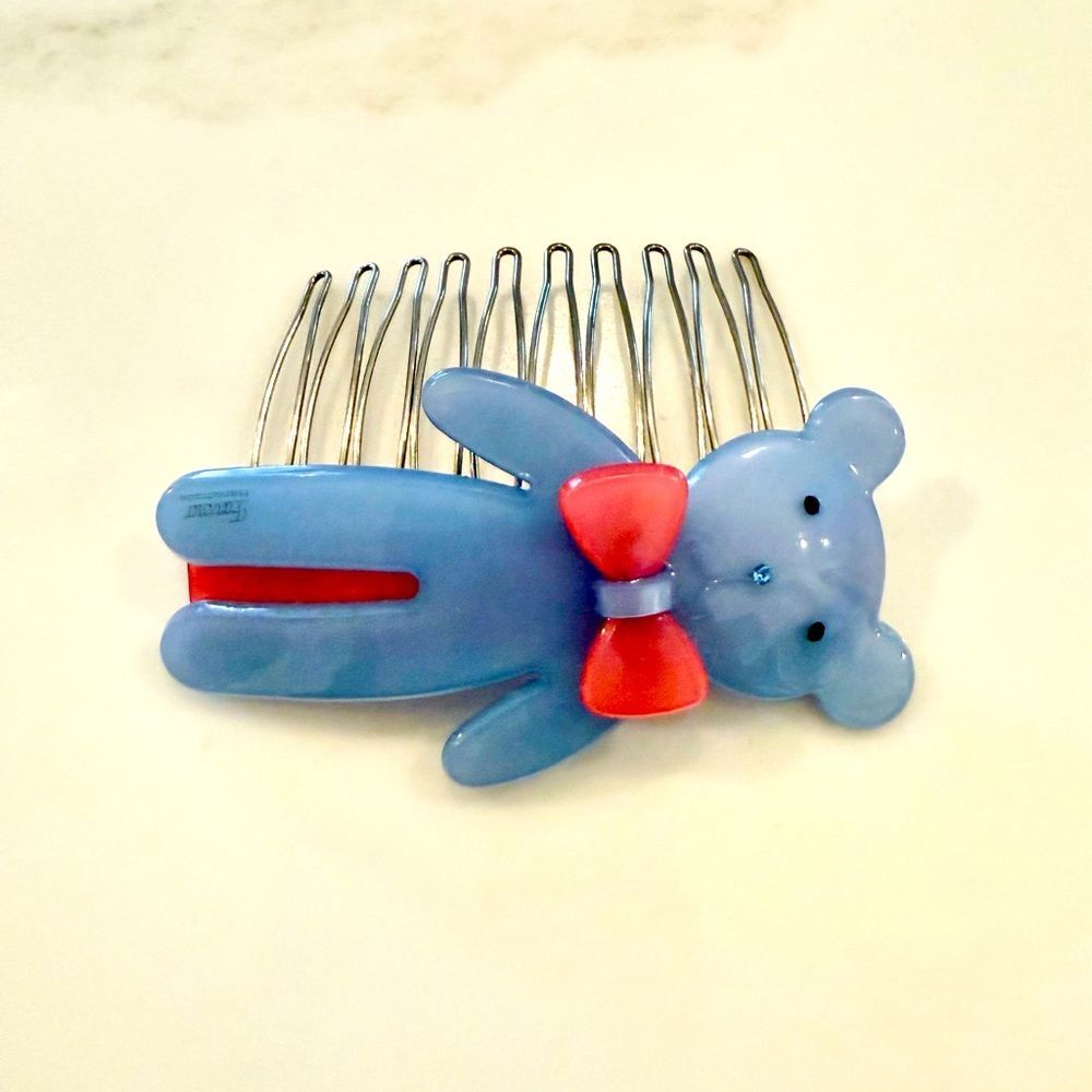 Cute Blue Teddy Bear Comb Hair Clip Hair - Picture 3 of 5